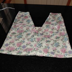 NWT Loveshackfancy Floral Etty Pants Joggers Granny Sea Orchid large l